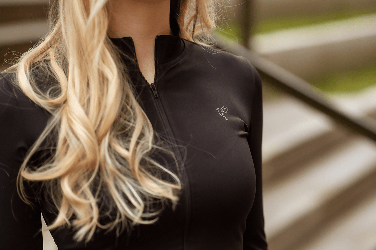 Black sports T-shirt with zipper