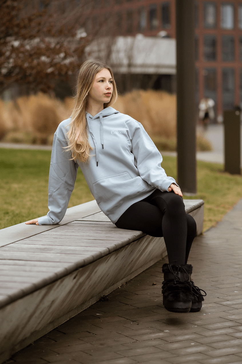 Pale Blue Hoodie with logo