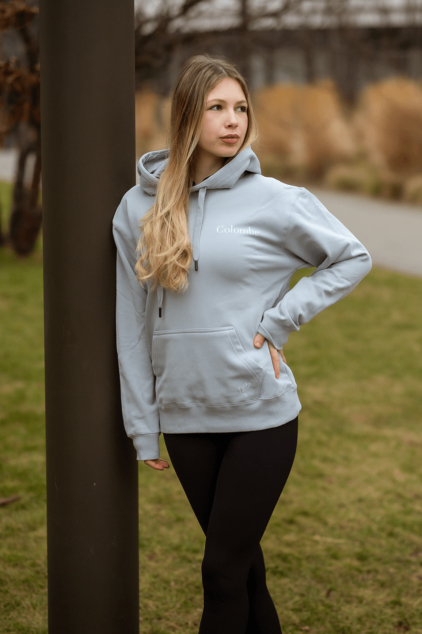 Pale Blue Hoodie with logo
