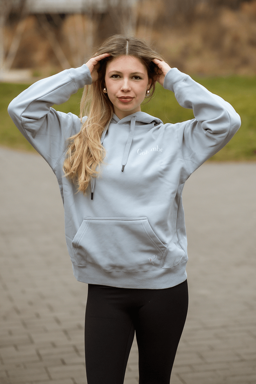 Pale Blue Hoodie with logo