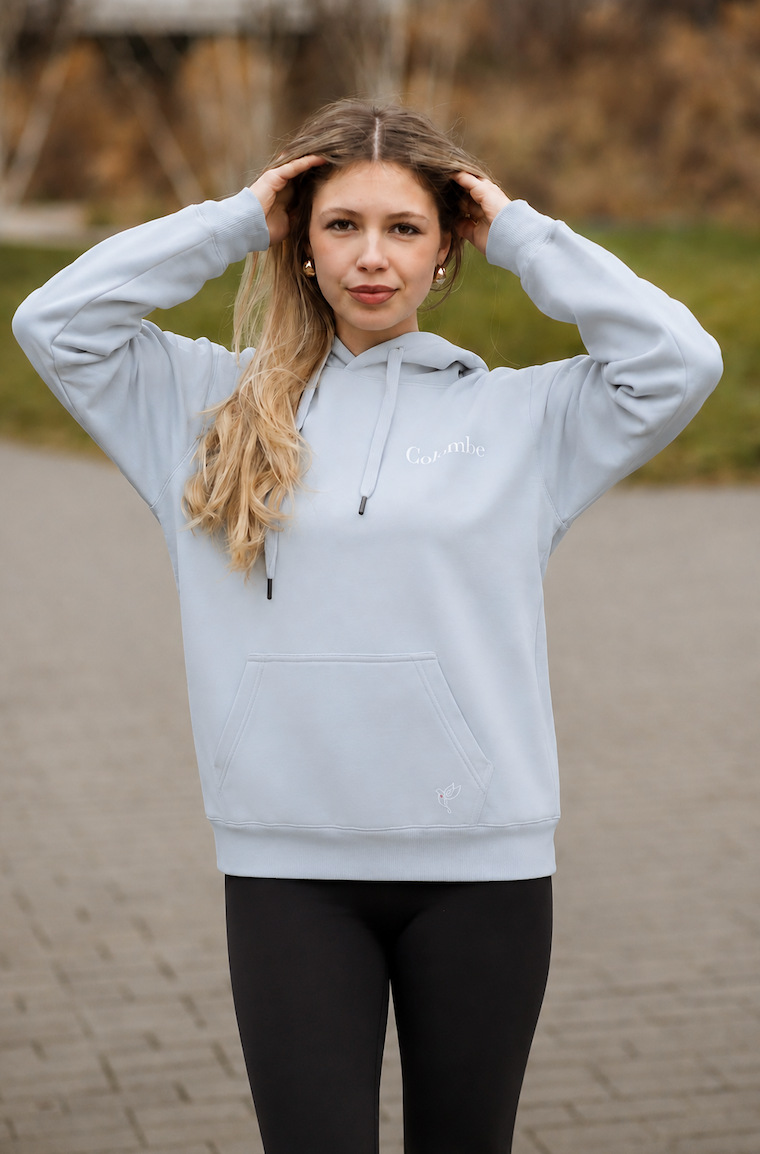Pale Blue Hoodie with logo